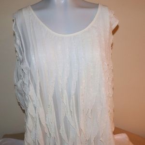 Silky Frilly Shell with Elastic Waist. Size 1X.